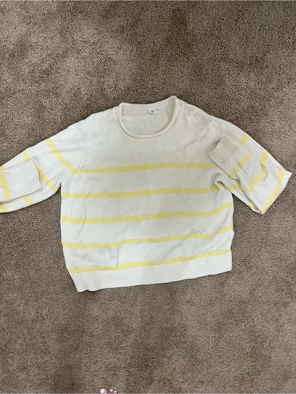 GAP Cream Sweater with Pale Yellow Stripes